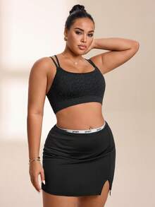 SHEIN Rhythm Era Fashionable Backless Sports Bra Seamless Leopard Print Plus Size Women's Sports Bra Criss-Cross Back Design - Dark Grey - View 5