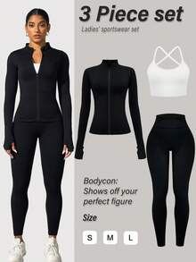 Easithlete Easithlete Seamless Jacket, Leggings And Tank Top Women's Sports Set - Multicolor - View 3
