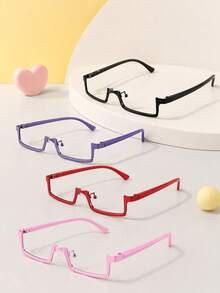 Zazumi 1pc Unique, Lensless Decorative Eyeglass Frames, Openwork Frames, Suitable For Anime, Cosplay, And Photography; Unisex. - Multicolor - View 1