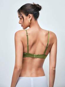 Softvol Lace Patchwork Wireless Padded Adjustable Spaghetti Strap Sexy Bra For Women Lingerie For Women - Green - View 2