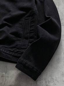 AXEPEAK Chaqueta vaquera casual y versátil para hombre, primavera/otoño - Negro - Ver 4