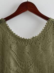 Rusticease Women's Plus Size Lace Patchwork Tank Top - Army Green - View 5