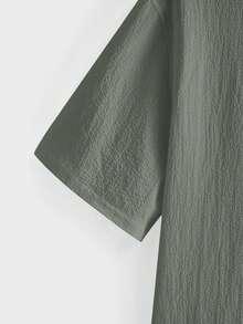 EASEVO Camisa de manga corta de unicolor para hombre de talla grande con cuello y tapeta de botones - Verde - Ver 7