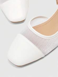 CUCCOO BIZCHIC Women's Shoes Spring And Summer Pointed Short Thick Heel White Mesh Stitching High Heel Shoes - Moonlight White - View 8