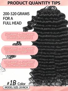 Boho Braids 100%真人发丝，羽毛线钩编发，沙龙级丝滑无缝隐形自然黑色，适合细软发质女性，微环预编真人发丝深波浪接发 - Natural Black - 查看 7