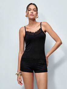 Softvol 2pcs Women Lace Floral Cami Tank Top Undergarments, Versatile Outerwear - Multicolor - View 3