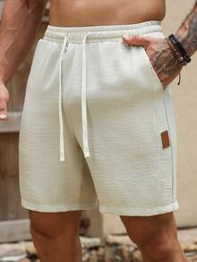 VENTUSAIL Men's Plus Size Drawstring Waistband Pocket Casual Shorts - Apricot - View 5