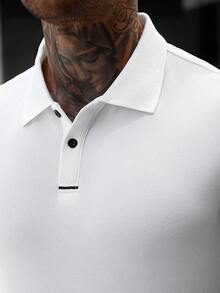 Manfinity Homme 男士夏季白色短袖時尚百搭POLO衫 - 白色 - 查看 3
