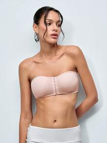 Softvol Strapless Women's Front Closure Invisible Camisole Bra, Seamless Supportive Crop Top, Sexy Lingerie For Wedding, Summer Outfit - Pink - View 4