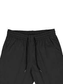 Manfinity Homme Men Solid Drawstring Waist Pants, For Fall - Black - View 6