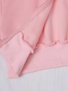 SHEIN Sparklyn Ensemble décontracté 3 pièces pour adolescentes, automne/hiver, couleur unie, avec sweat-shirt zippé doublé thermique, camisole et pantalon large, tenue à la mode pour le quotidien, les trajets et l'école - Rose bonbon - Voir 5