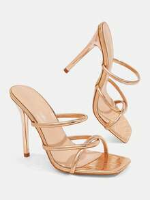 CUCCOO TILAWA Women's Fashion Sexy Electroplated Decor High Heel Sandals, Suitable For Outdoor Activities And Parties, Spring/Summer Shoes, Spring Break Easter Ball High Heels - Champagne - View 4