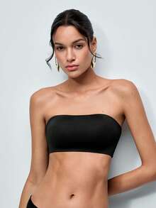 Softvol Women's Sexy Strapless Seamless Bandeau Bra, Wireless, Padless, Seamless,Backless Bra, Breathable Quick-Dry Fabric,Suitable For Dresses And Daily Wear - Black - View 4