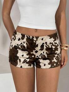 Aloruh Sexy Hot Girl Autumn/Winter Music Festival Ultra Low Waist Ultra Short Animal Print Women's Shorts - Multicolor - View 2