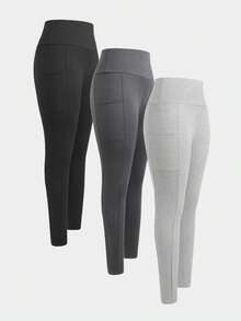 SHEIN 驚喜盒 [隨機 6 件物品，發送 3 件]青少年女孩針織純色高腰運動瑜伽單車短褲、手機包，3 件套 - 彩色 - 查看 7