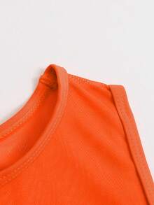SHEIN Swim Drawstring Side Split Thigh Mesh Cover Up Dress,Summer Beach - Orange - View 8