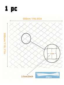 3M * 5m Balcony Transparent Net Cat Enclosure, Balcony Cat Protection Net With Fixed Plastic Buckles, Suitable For Windows, Terraces, Indoor And Outdoor Cat Protection Nets, As Well As Outdoor Fruit And Vegetable Protection Nets. - White - View 7