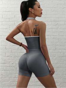 SHEIN Dewbera 女款高腰瑜伽運動套裝 - 深灰色 - 查看 2