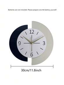 1PC  Semi-Circular Splicing Clock, Modern Simple And Personalized Creative Splicing, Home Decoration Wall Clock. Silent Clock With No Ticking Sound. - black and white - View 7