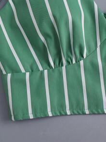 SHEIN Franclia Fashionable Vacation Versatile Striped Set - Green - View 4