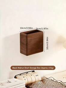 1PC Small Solid Wood No Drill Wall Mounted Storage Box Remote Control Holder Phone Charging Stand Natural Home Organizer For Living Room Trending Floating Shelves - multicolor - View 8