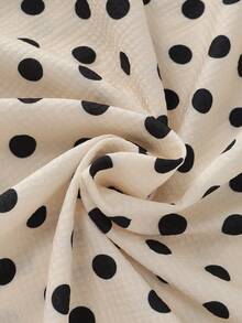 Breezaya Damen Polka Dot Kurzarm Einreiher Lässig Tasche Hemd - Aprikosenfarben - Übersicht 8