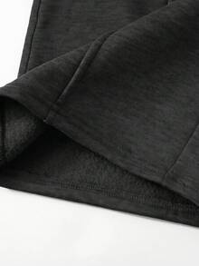 SHEIN Girlism 青少年女孩秋冬休閒保暖內裡加厚運動衫套裝，紐約市印花，寬鬆圓領落肩長袖套頭衫，搭配印花百褶寬腿直筒運動長褲，2件式運動風套裝，深灰色 - 深灰色 - 查看 6