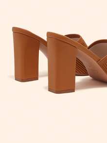 CUCCOO BASICS CUCCOO Minimalist Commuter Versatile Open Toe Mule High Heel Sandals For Christmas - Red Brown 2 - View 5