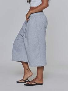 MUSERA Grey Sweat Muse Graphic Long Shorts - Grey - View 3