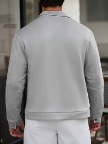 Manfinity CasualCool 男士灰色成熟休閒風，居家通勤舒適穿著，日常夾克外套 - 灰色 - 查看 2