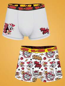 Notgurli TOM & JERRY X SHEIN Men's Printed Fashionable Boxer Briefs (2-Pack) - Multicolor - View 1