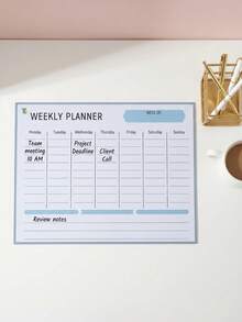 Zazumi 1PC Magnetic Weekly Monthly Planner Board, Flexible Soft Magnet With Grid Calendar Layout, Dry Wipe Reusable Writing Surface For Scheduling, Memo Board For Fridge Metal Surfaces To Track Daily Tasks And Household Plans. - multicolor - View 9