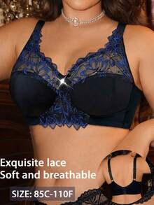 Divavoom Sujetador sin aros con patchwork de encaje, talla grande, 1 pieza - Negro - Ver 4