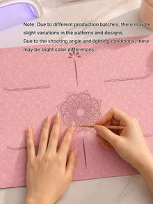 Light Pink Nail Art Table Mat, Made Of Waterproof And Soft PU Leather, Designed For Studio Tabletops And Foldable Nail Art Armrests. Ideal For Nail Artists In Salons And For Home Use. - Pink 1 - View 2