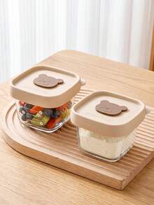 Cozy Pixies 1 Pack Of High Borosilicate Can Be Cooked Baby Food Supplement Bowl, With Scale Baby Sealed Jar Storage Box Glass Fresh-Keeping Box Complementary Food Box 120ml - Beige - View 5
