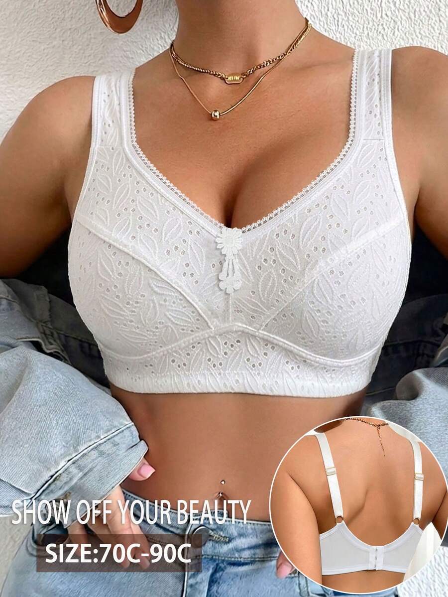SHEIN 1 buah Bra Tanpa Kawat Wanita - Putih - View 1