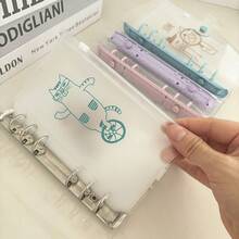Haus Hana 4 buah Map Binder 6 Ring Ukuran A6 dengan Resleting, Map Binder Seri Kucing Kawaii, Tas File PVC Tahan Air, Untuk Pengorganisasian Keuangan, Amplop Isi Uang Tunai, Kantong Binder, Map, Isi Kertas Lepas, Tas File, Kantong Penyimpanan - Set - View 6