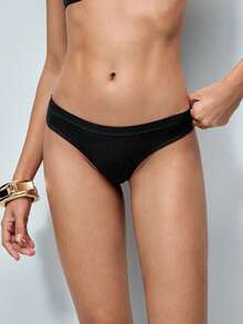 Softvol 5pcs/Pack Women's Sexy Solid Color Cotton Breathable Bikini Panties,Halloween Costumes For Women - Black - View 10