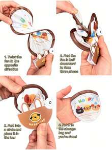 Zazumi 1PC/2PCS Cute Cartoon-Patterned Portable Mini Fan, Foldable And Easy To Store, Perfect For Summer Outdoor Cooling. Mini Pocket Fan. - multicolor - View 7