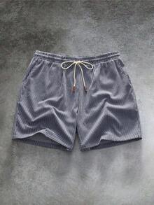 Manfinity RebelGame Men's Plus Size Striped   Casual Daily Shorts - Grey - View 5