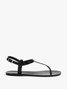 Grefit Damen Schuhe Frühling und Sommer neu runde Zehenpartie flache Sohle lässig Urlaub einfach schwarze Damen flache Sandalen - Schwarz - Übersicht 6