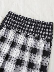 SHEIN 青少年男孩經典極簡彈性腰長款梭織睡褲 2件/包 - 彩色 - 查看 5