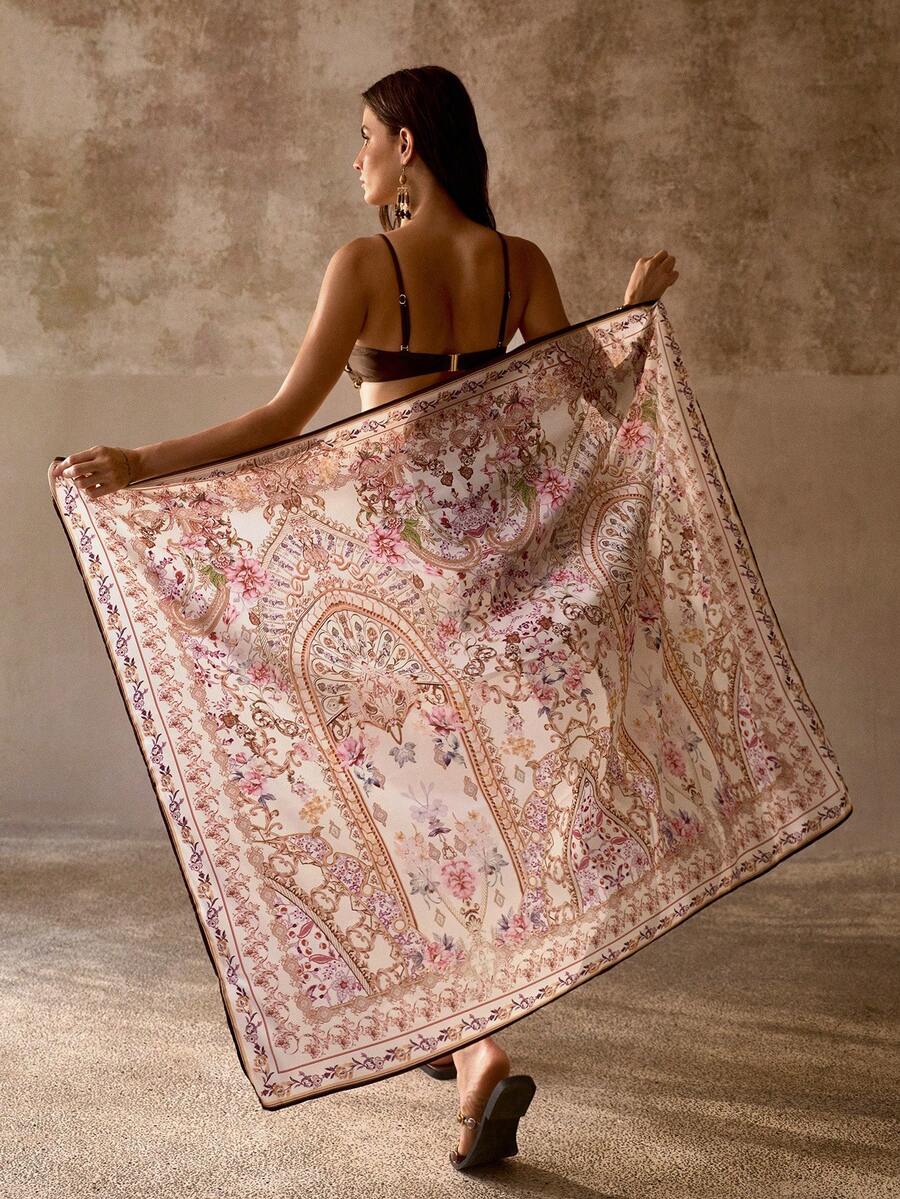 MOTF PREMIUM ELEGANT ALL-OVER PRINT MULTIFUNCTIONAL SWIMSUIT COVER-UP SCARF SKIRT - Multicolor - View 1