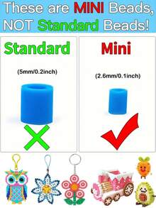 MINKOJA 24/48/72 Colors Perler Beads 2.6mm Bead Craft Kit, Includes 1 Pegboard, Ironing Paper, Keychain, Tray, Tweezers, Suitable For DIY Jewelry, Pixel Art, Handicraft Decoration And Creative Projects, Christmas Gift - Multicolor - View 7