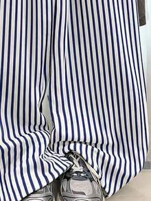 Vintage Fashion Mini Logo Pattern, Casual Striped Long Pants, Teen Girls Casual Vacation Summer 2-Piece Set Suitable For Casual Spring/Summer Daily Wear, Street Style, Outings, Campus - Multicolor - View 5