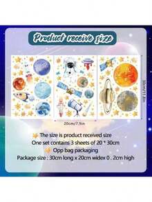 1 Set Glow-In-The-Dark Star, Planet, Mars And Space Wall Stickers Decor: Luminous Satellite, Earth, UFO, Solar System, Astronaut And Rocket Stickers, Suitable For Kids Room, Bedroom, Ceiling, Wall And Window - Self-Adhesive Removable DIY Decals - Multicolor - View 3