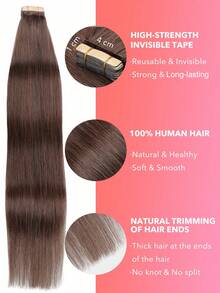 20PCS Straight Tape In Human Hair Extensions 100% Real Remy Human Hair 14-24inches Natural High Quality 50G/Pack For Salon Silky Seamless Invisible PU Tape In Hair Extensions - S4A - View 3