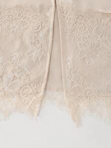 SHEIN Franclia Women's Lace Patchwork Casual Versatile Daily Wear Skirt - Apricot - View 4