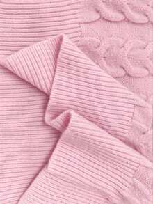SHEIN Raffinéa Suéter corto de unicolor versátil y casual - Rosa - Ver 3
