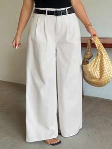 Dazy Plus Autumn New Loose Casual White Wide Leg Versatile Fun Commute Long Denim Jeans - White - View 2